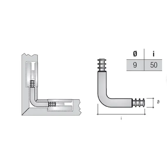 Дюбель стяжной угловой D9, цинк арт.TE76FZ - 1
