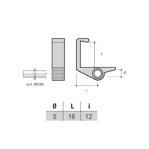 Полкодержатель 16 мм, прозрачный арт.ME36PT - 1