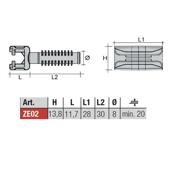Полкодержатель потайной Zer0, пластик серый RAL7045 арт.ZE02PGR - 1