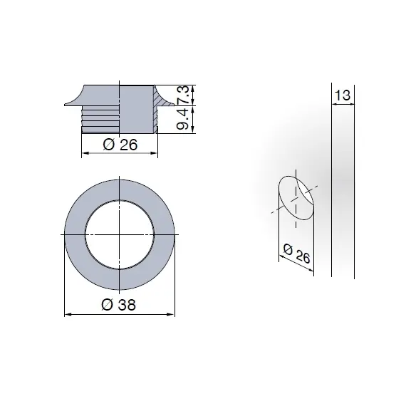Розетка 13 мм цилиндра замка Push Lock/ Push Esp Lock, никель матовый арт.980-4844-250 - 1