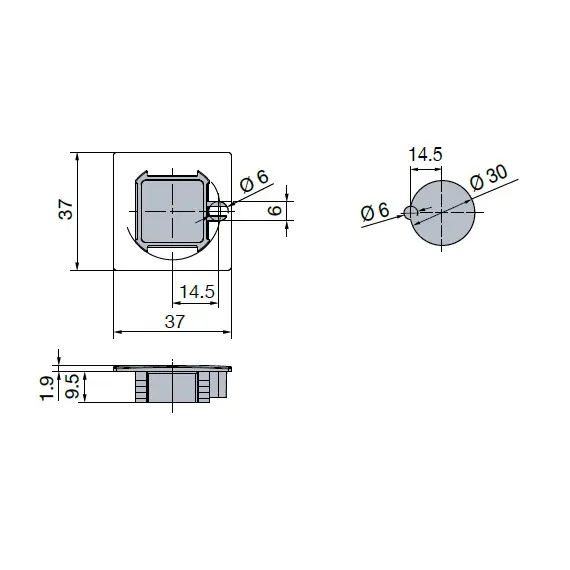 Розетка Квадратная 13/16/19 мм цилиндра замка Push Lock/ Push Esp Lock, хром матовый арт.980-4775-210 - 1