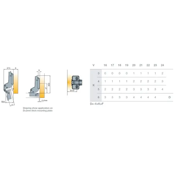 Петля мебельная Titus T-Type 90 градусов 110/45/17 мм с cистемой ускоренной сборки Easy-fix арт.702-0DK4-054-00 - 5