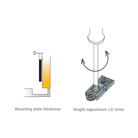 Монтажная планка петли Titus T-type F3 мм прямая, регул. эксцентрик, дюбели 5x10,5 мм Арт: 700-0LF3-650-00 - 4