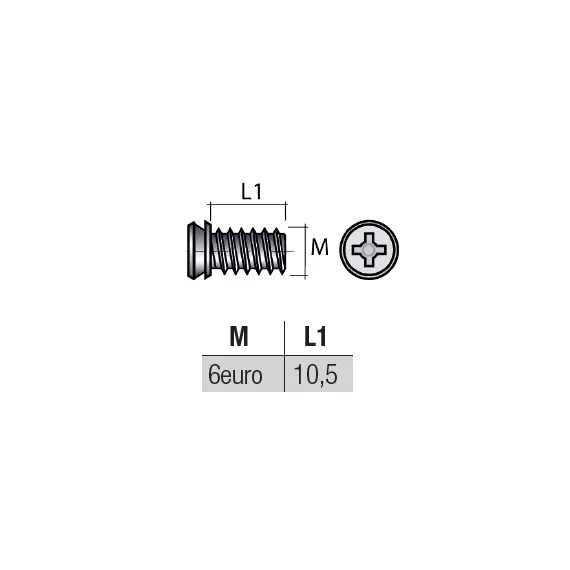 Евровинт мебельный с плоской головкой М6х10,5мм, цинк арт.VS05FZ - 1