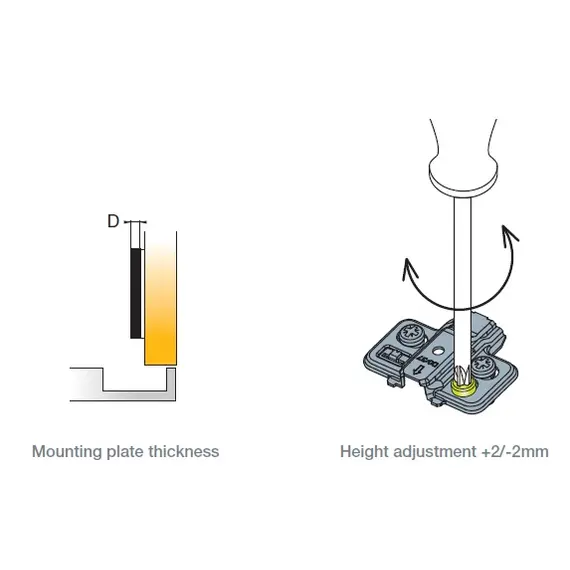Монтажная планка петли T-type F0 мм крест., регул.эксцентрик, саморезы 4х15 мм. Арт: 700-0KA0-650-00 - 4