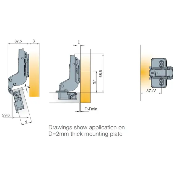 Петля T-type 110/52/17 мм арт.702-0DM0-054-00 - 6