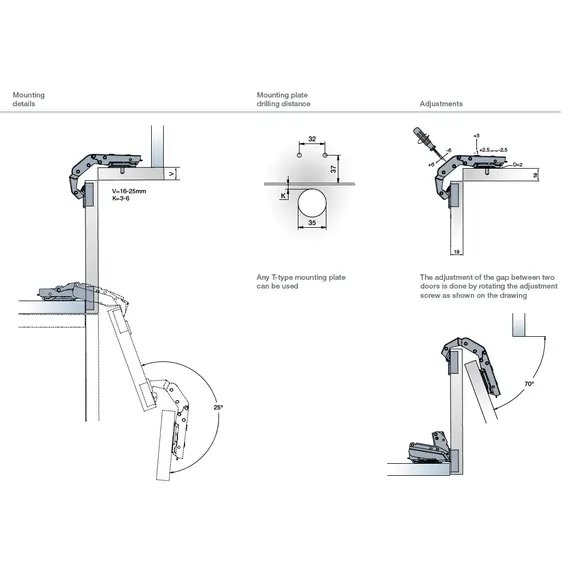 Петля T-type TeraBlack для складных фасадов 70/45 мм арт.721-0PK0-961-00 - 3