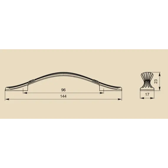Ручка скоба для мебели Sagittario FS-135 096, 96 мм, бронза старая (ТЗ). - 1