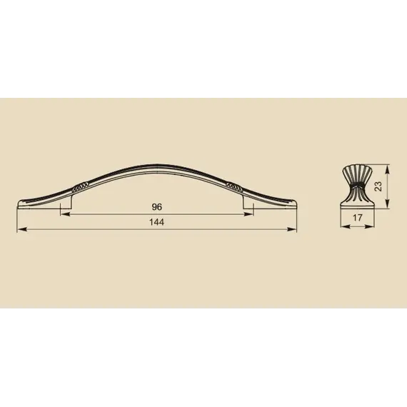 Ручка скоба для мебели Sagittario FS-135 096, 96 мм, золото (ТЗ). - 1