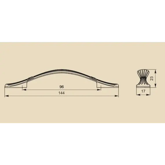 Ручка скоба для мебели Sagittario FS-135 096, 96 мм, золото прованс/1013 жемчужно- белый матовый (ТЗ). - 1