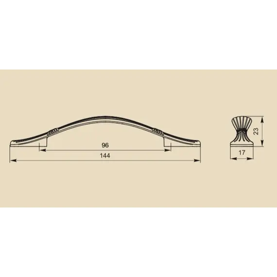 Ручка скоба для мебели Sagittario FS-135 096, 96 мм, серебро прованс/9003 белый матовый (ТЗ). - 1