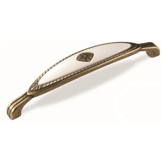 Ручка скоба для мебели Sagittario FS-138 128, 128 мм, бронза полированная/белый (ТЗ).