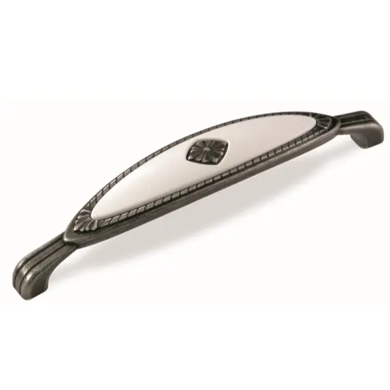 Ручка скоба для мебели Sagittario FS-138 128, 128 мм, олово старое/белый (ТЗ).