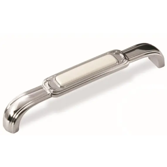 Ручка скоба для мебели Sagittario FS-139 128 Cr, 128 мм, хром глянцевый/белый (ТЗ).