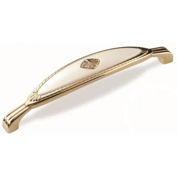 Ручка скоба для мебели Sagittario FS-138 128, 128 мм, золото/белый (ТЗ).