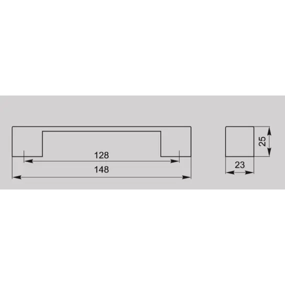 Ручка скоба для мебели Валмакс FS-043 128 St, 128 мм, сатин светлый. - 1