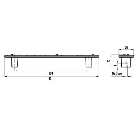 Ручка скоба для мебели Sagittario FS-112 128 Cr, 128 мм, хром глянцевый. - 1