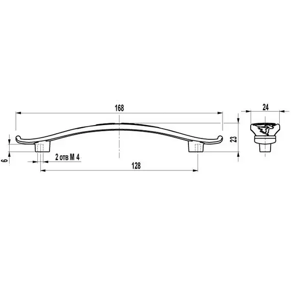 Ручка скоба для мебели Sagittario FS-122 128 Cr, 128 мм, хром матовый. - 1