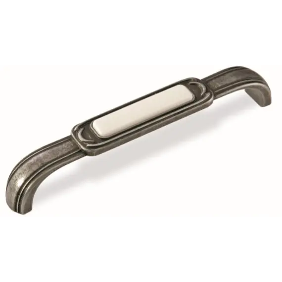 Ручка скоба для мебели Sagittario FS-139 128, 128 мм, олово старое/белый (ТЗ).