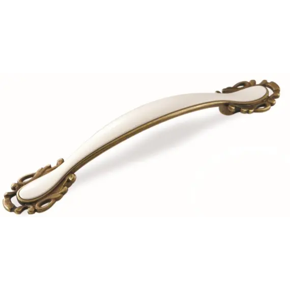 Ручка скоба для мебели Sagittario FS-141 096, 96 мм, бронза полированная/белый (ТЗ).