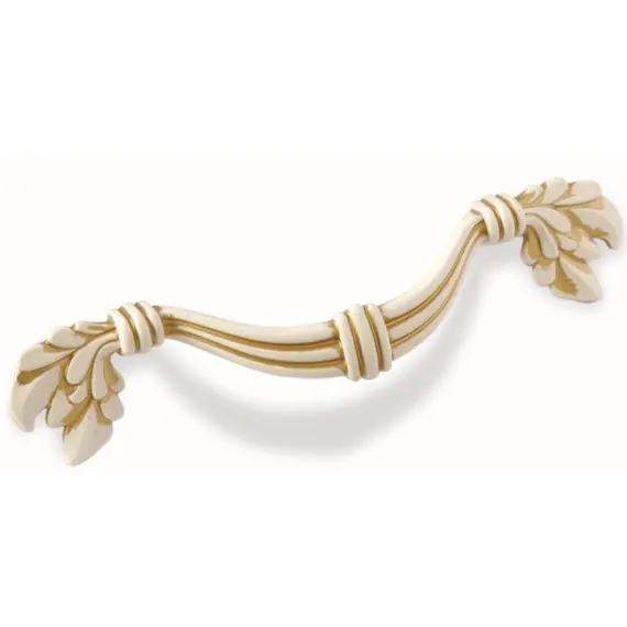 Ручка скоба для мебели Валмакс FS-180 096, 96 мм, золото прованс 1013 жемчужно-белый матовый (ТЗ).