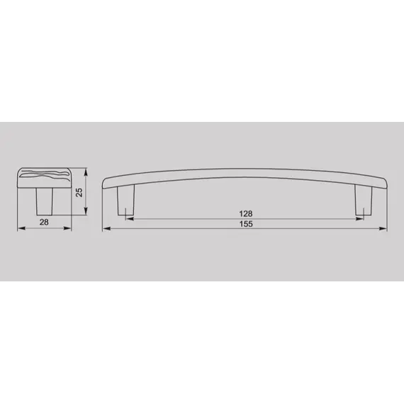 Ручка скоба для мебели Валмакс FS-189 128, 128 мм, серебро прованс 9003 белый матовый (ТЗ). - 1
