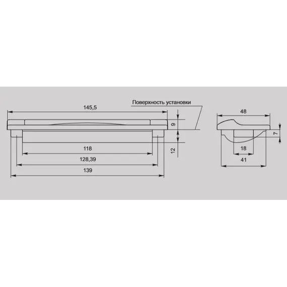 Ручка ракушка для мебели Валмакс FR-006 128 Cr, 128 мм, хром глянцевый светлый (ТЗ). - 1