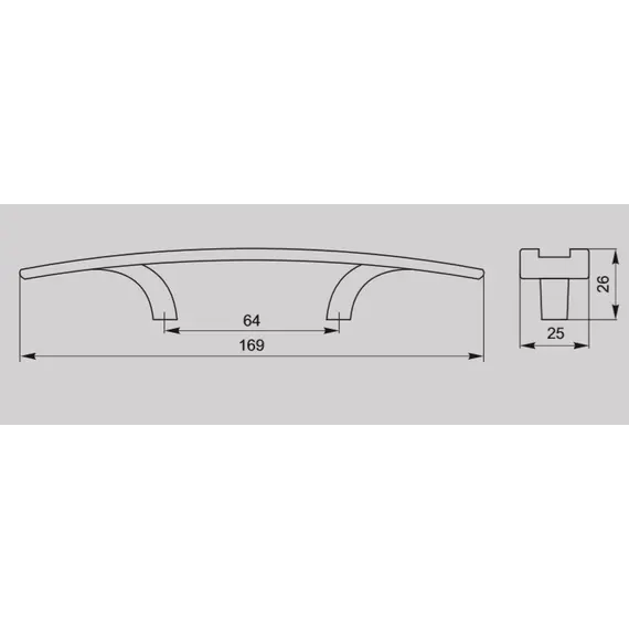 Ручка скоба для мебели Валмакс FS-024 064 St, 64 мм, сатин светлый (ТЗ). - 1