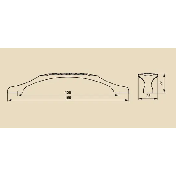 Ручка скоба для мебели Sagittario FS-128 128, 128 мм, бронза полированная (ТЗ). - 1