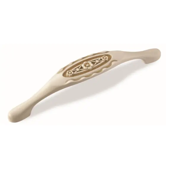 Ручка скоба для мебели Sagittario FS-128 128, 128 мм, золото прованс/1013 жемчужно-белый матовый (ТЗ).