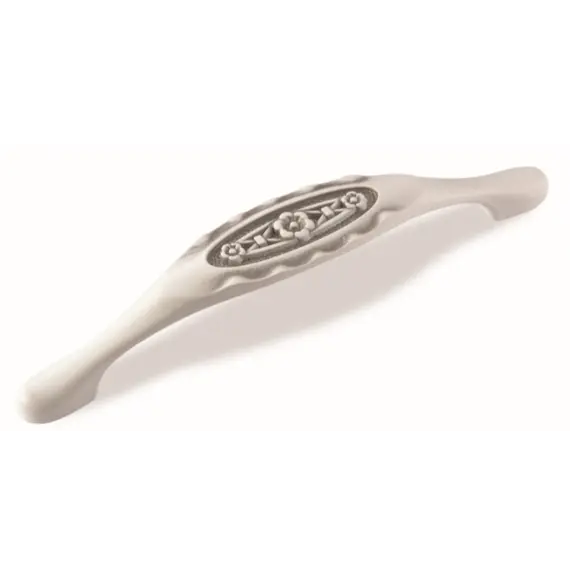 Ручка скоба для мебели Sagittario FS-128 128, 128 мм, серебро прованс/9003 белый матовый (ТЗ).