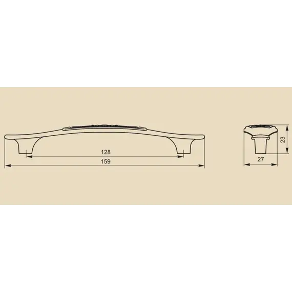 Ручка скоба для мебели Sagittario FS-129 128, 128 мм, золото прованс/1013 жемчужно-белый матовый (ТЗ). - 1