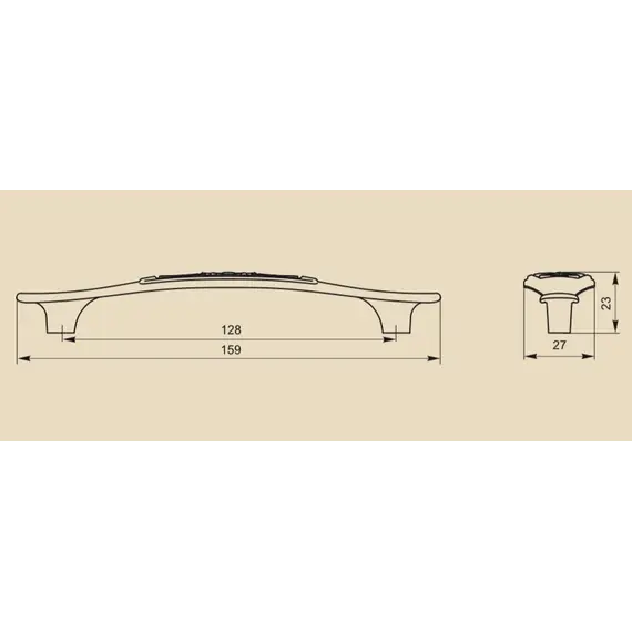 Ручка скоба для мебели Sagittario FS-129 128, 128 мм, олово шлифованное (ТЗ). - 1