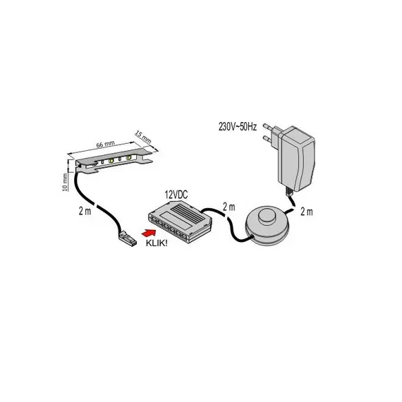 Комплект светильник LED KLIPS металлический 3000К (2 шт.), ножной выключатель, блок питания арт.ZZ-KLIP-2-30K-01W - 5