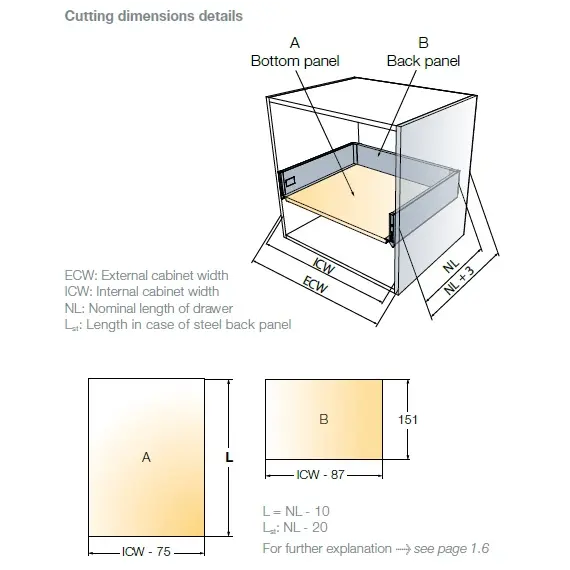 Выдвижной ящик Tekform Slimline+ DW145 400 мм, Screw-in, антрацит арт.656-8370-185-00 - 1