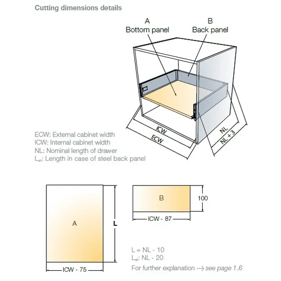 Выдвижной ящик Tekform Slimline+ DW100 550 мм, Screw-in, антрацит арт.656-8366-185-00 - 2