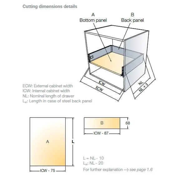 Выдвижной ящик Tekform Slimline+ DW70 350 мм, Screw-in, антрацит арт.656-8354-185-00 - 4