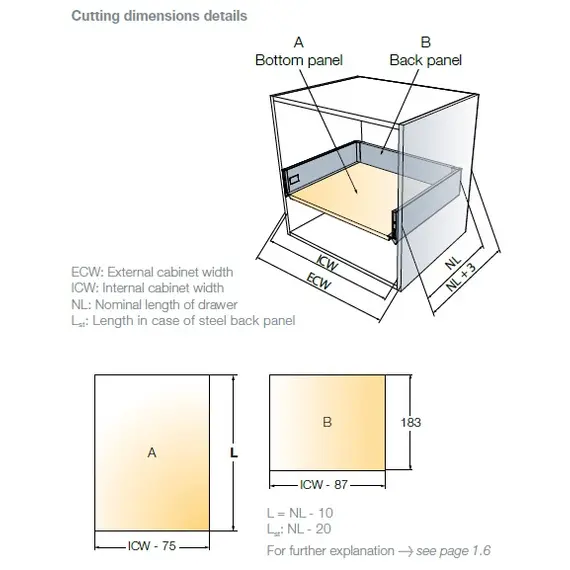 Выдвижной ящик Tekform Slimline+ DW182 400 мм, Screw-in, белый арт.656-8377-150-00 - 1