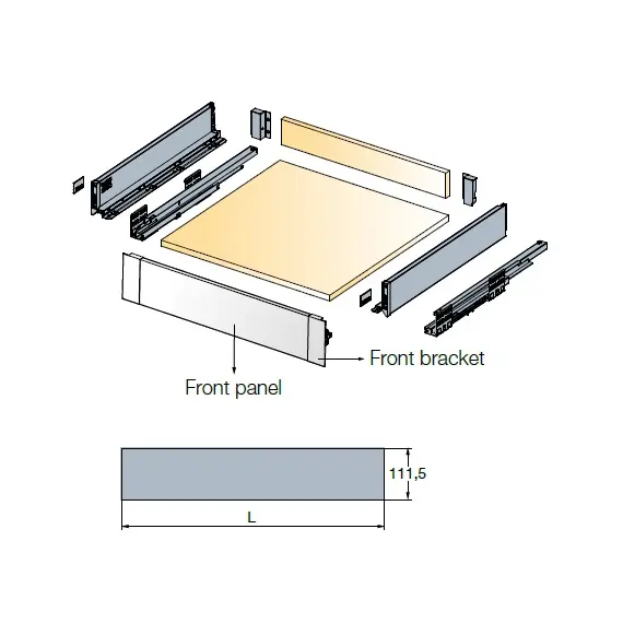 Панель фронтальная внутренняя 600 для ящиков Tekform slimline+ DW70/145/182, антрацит арт.656-8048-515-00 - 1