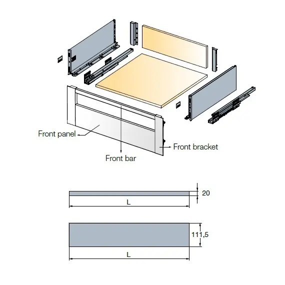 Планка фронтальная внутренняя 600 для ящиков Tekform slimline+ DW145/182, антрацит арт.656-8126-515-00 - 2