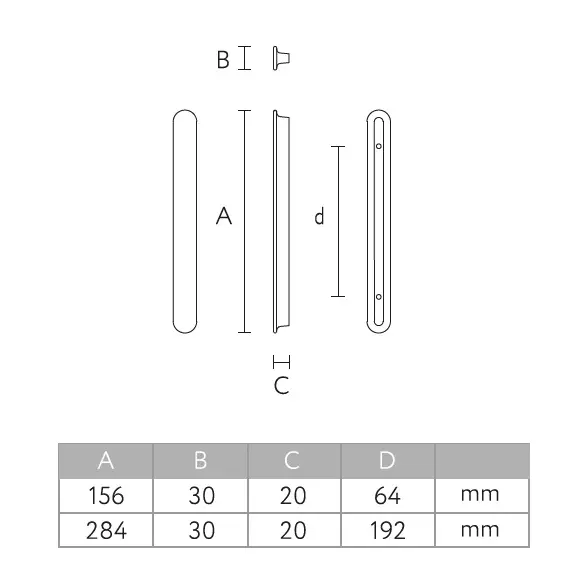 Ручка мебельная 156х30х20х64 мм, Дуб, Престиж Прозрачный арт.Grace HL-009M-tr-64 - 1