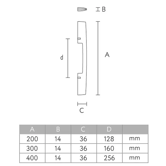 Ручка мебельная 400х14х36х256 мм, Дуб, Престиж Коричневый арт.Lagom HL-003M-br-256 - 1