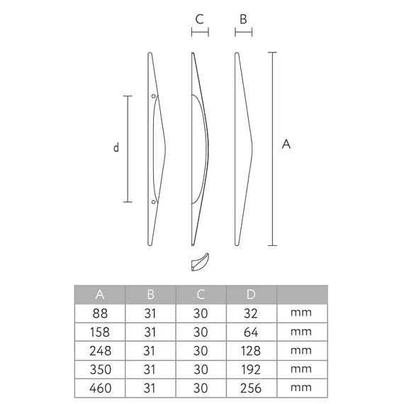 Ручка мебельная 460х31х30х256 мм, Дуб, Престиж Прозрачный арт.Prestige HL-001M-tr-256 - 1