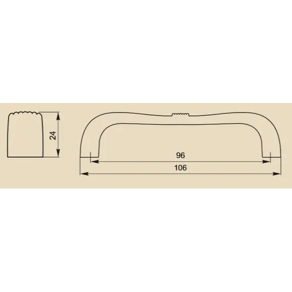 Ручка скоба для мебели Sagittario FS-190 096, 96 мм, серебро прованс 9003 белый матовый (ТЗ). - 1