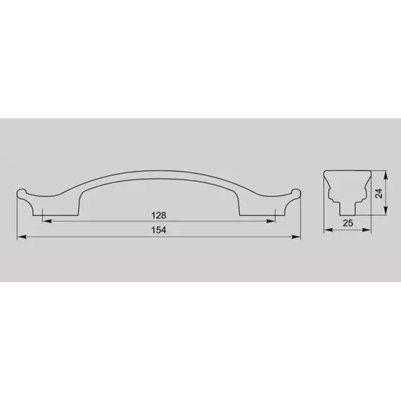 Ручка скоба для мебели Валмакс FS-131 128, 128 мм, серебро прованс 9003 белый матовый (ТЗ). - 1