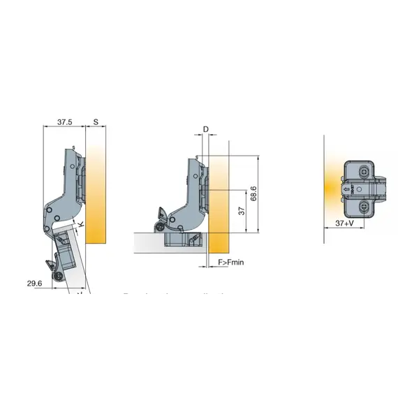 Петля мебельная Titus T-Type Glissando 90 градусов с доводчиком 110/48/17 мм. арт.701-0DS0-650-00 - 1