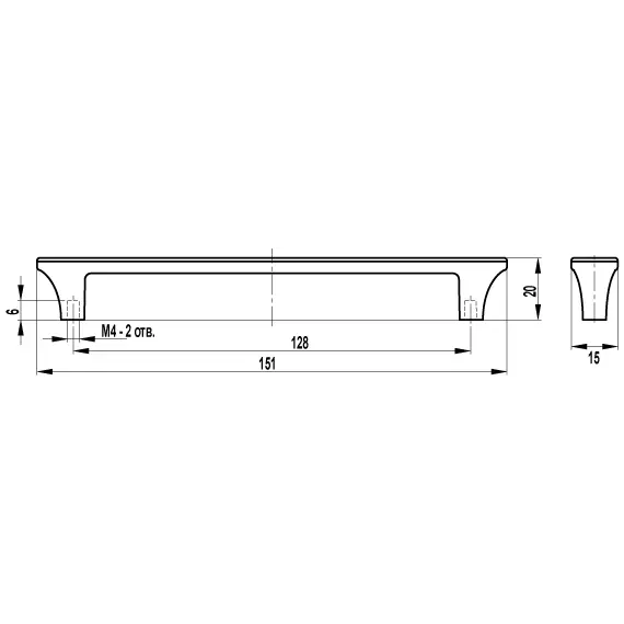 Ручка скоба для мебели Валмакс FS-159 128, 128 мм, старая медь/кристалл. - 1