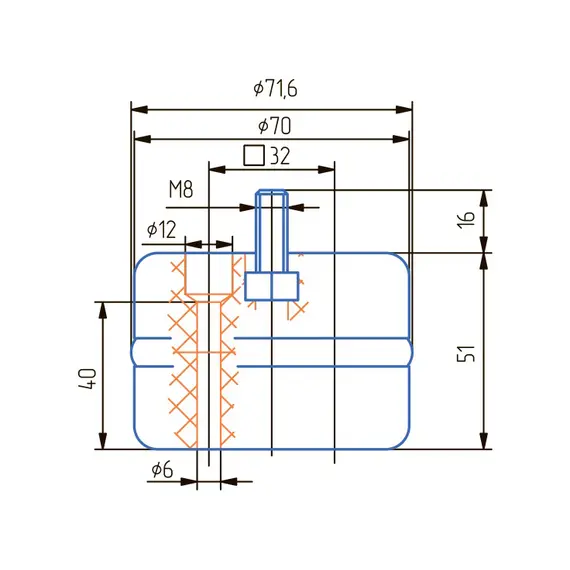 Опора мебельная с молдингом Н 50 мм, черная арт.ОМ 51 М черн - 1