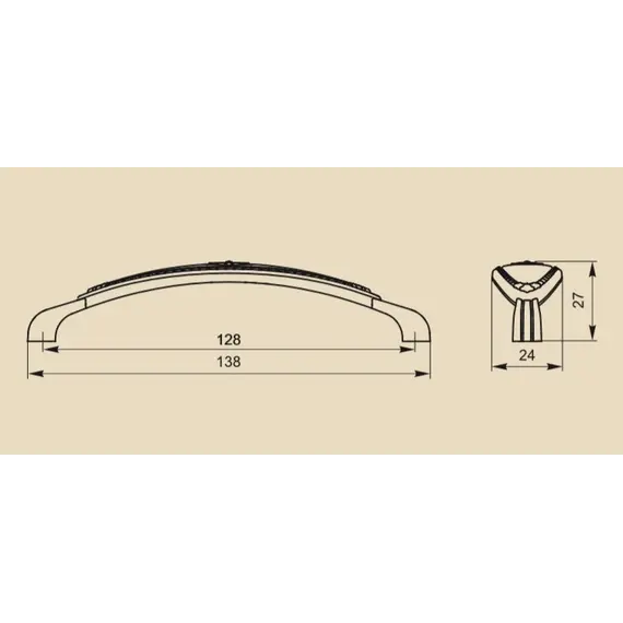 Ручка скоба для мебели Sagittario FS-138 128, 128 мм, бронза полированная/белый (ТЗ). - 1