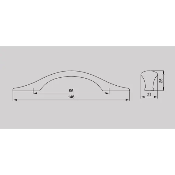 Ручка скоба для мебели Валмакс FS-078 096, 96 мм, серебро прованс 9003 белый матовый (ТЗ). - 1